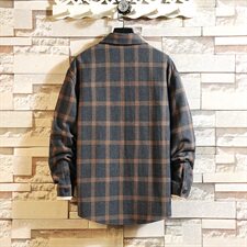 2021日系白墙风秋季新大码男格子纽扣宽松翻领衬衫C508-P40，男装衬衫，电商A001