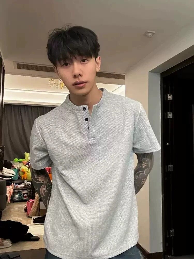 亨利领短袖T恤夏季简约高级POLO时尚百搭上衣半袖DT01P18特控38,男装T恤,电商D256-1(原A064-1)