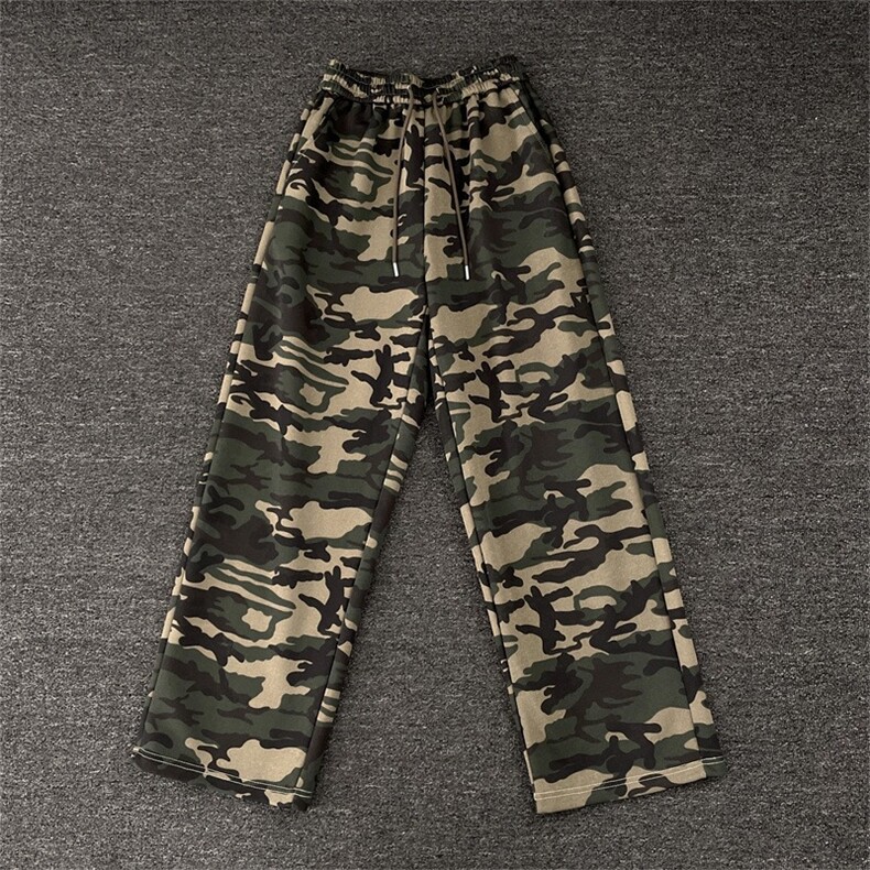 美式复古重磅迷彩卫裤男女2025秋季新款水洗宽松直筒阔腿休闲长裤，男装休闲裤，星座506A