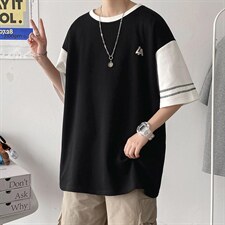 新款港风时尚潮牌精致短袖时装拼色运动风夏季上衣ZDY3415-P49，男装T恤，星座717