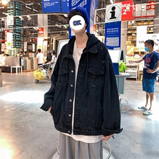 2025秋百搭大码男士破洞连帽牛仔夹克男女宽松百搭外套JK556-P75，男装夹克，星座1103-1