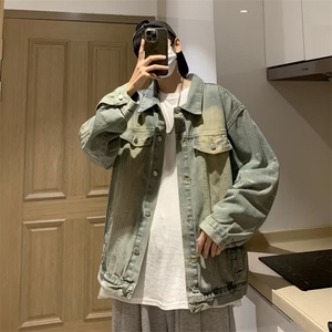 美式复古渐变牛仔外套男春秋工装夹克设计感宽松休闲上衣 JK2132图片