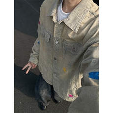 W569-P782025秋季男女同款美式复古翻领刺绣外套，女装短外套，星座911-1