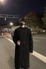 517A-8-Y61-P135现货高品质韩系中长款不规则假两件毛呢大衣外套，男装毛呢大衣，星座517A-8（原B282）