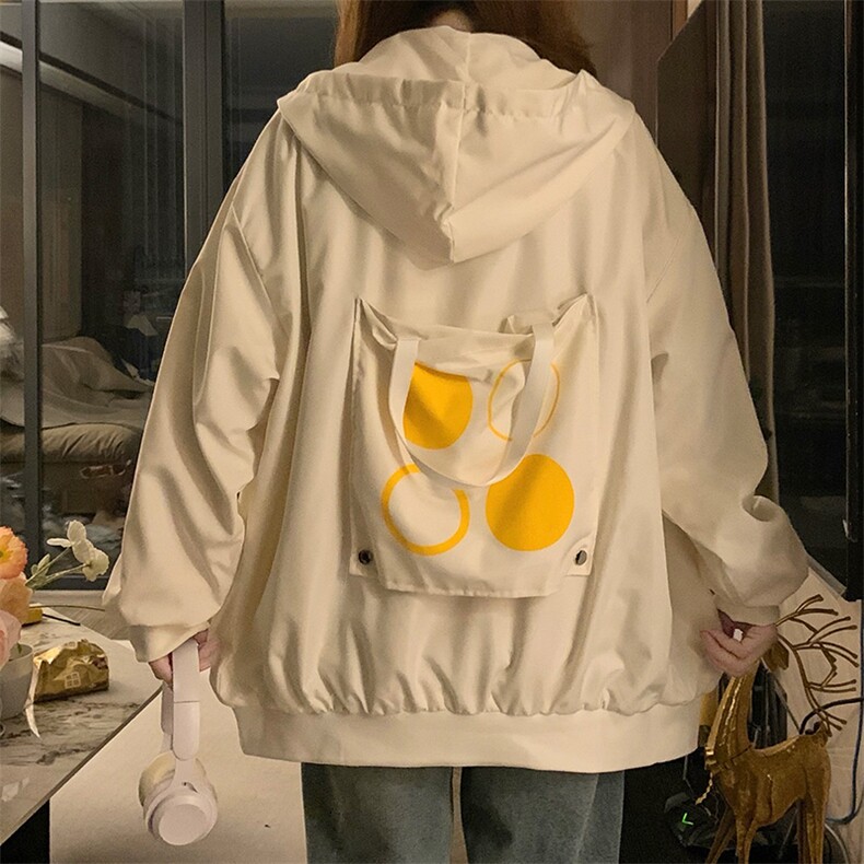 A142-P65 初秋宽松连帽外套男女上衣外套潮后背大口袋设计图片