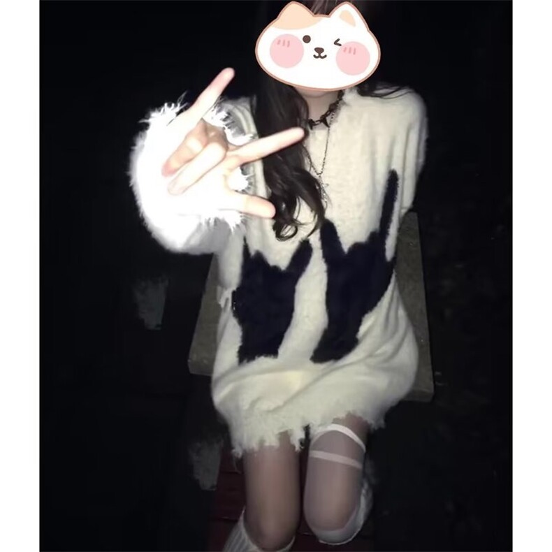 美式抽象圆领毛衣男女秋冬季新款慵懒风情侣装针织衫上衣MY7107,男装针织衫/毛衣,星座208-5
