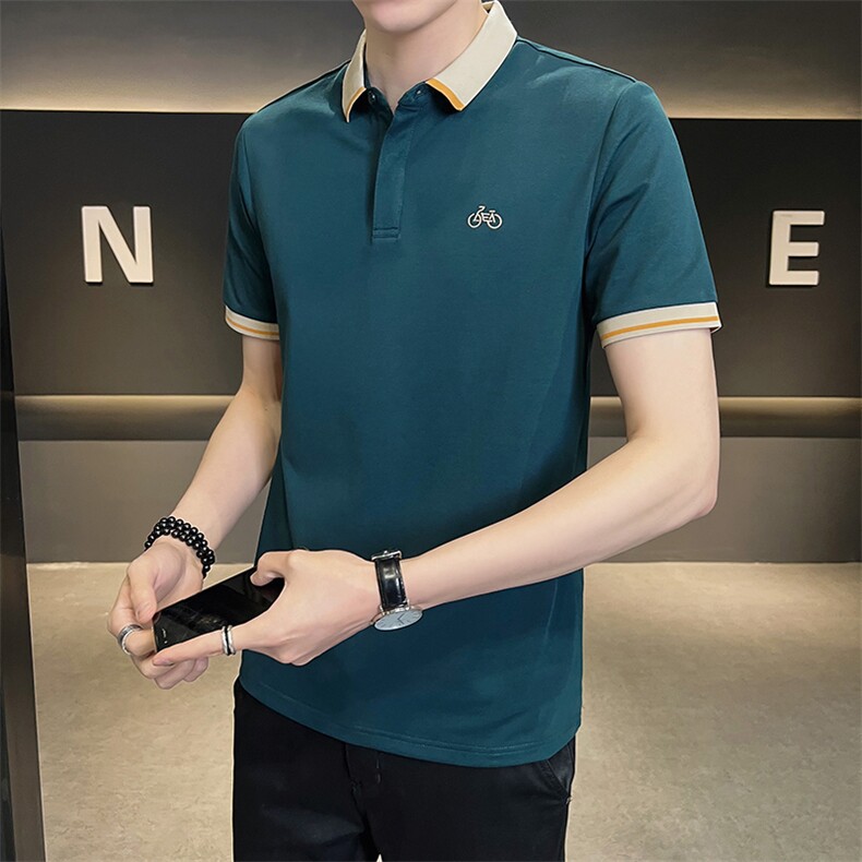 主推款单车刺绣夏季短袖t恤翻领Polo衫轻奢高级感半袖T0232-P55,男装T恤,电商D342