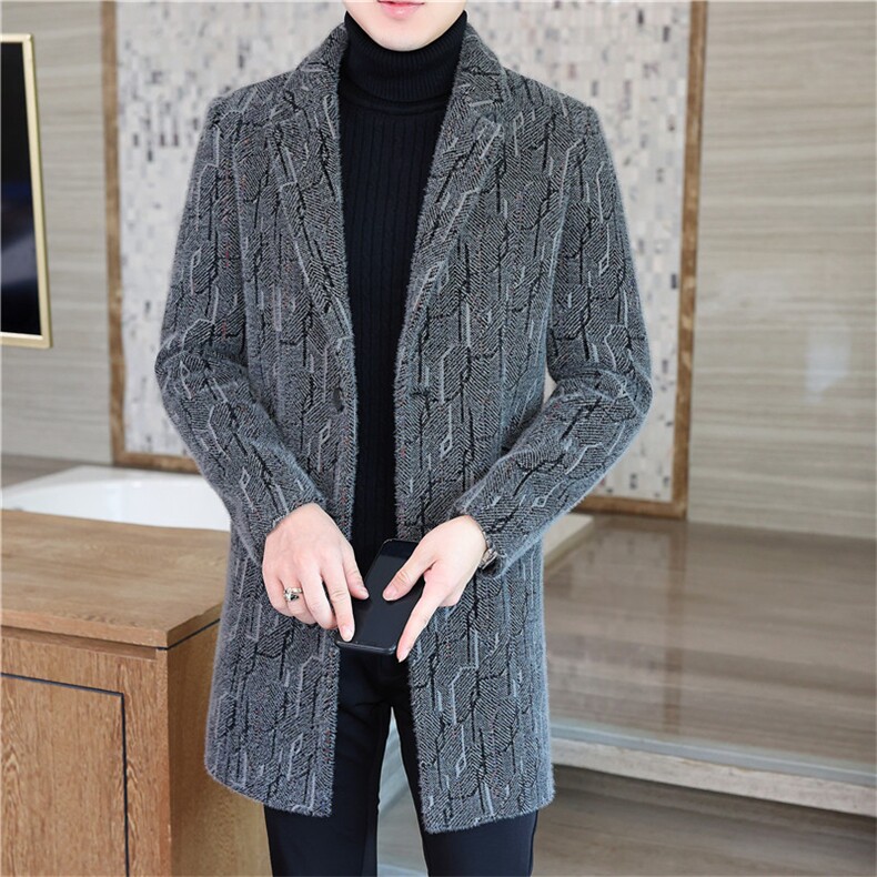 秋冬高品质西装领毛呢大衣中长款韩版风衣外套男A12P175控268，男装毛呢大衣，电商B226