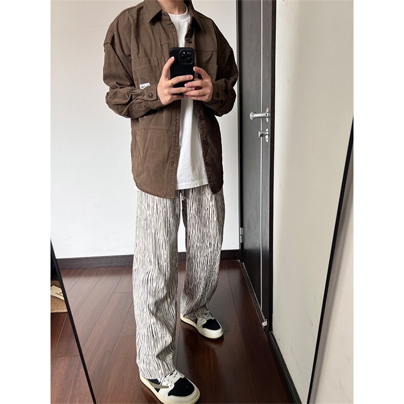 特批32秋冬重磅美式大码垂感百搭卫裤聚酯纤维98%其它2%,男装休闲裤,电商基地A086