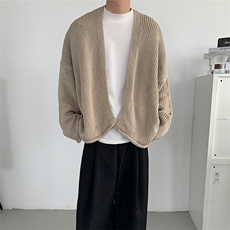 MY24-P75美式慵懒风纯色无领卷边毛衣针织衫潮，男装针织衫/毛衣，星座1501-3