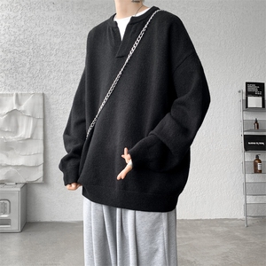 8XL-M高品质V领毛衣大码针织时尚外套慵懒风纯色打底衫MY1508/P68图片