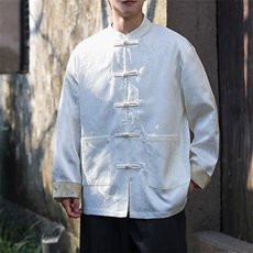 风新款男士长袖衬衫立领盘扣新中式KS513-P85控98，男装衬衫，电商A021