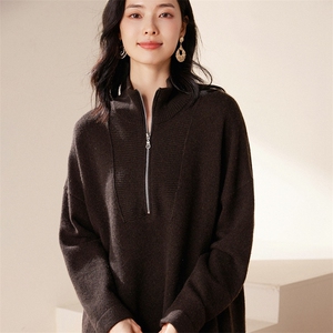 2025春秋新款羊绒衫女100纯山羊绒纯色通勤针织衫保暖半高领上衣图片