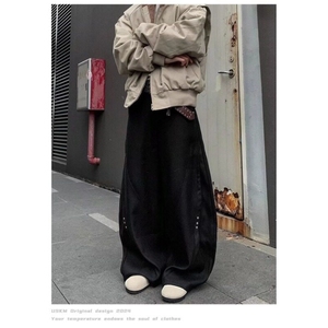 网图-K889-P68 25春装重工休闲弯刀裤宽松直筒拖地裤图片