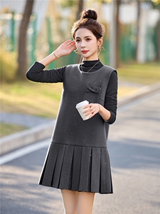 时尚气质百褶裙套装女2026年春新款优雅大气亮片背心连衣裙二件套图片