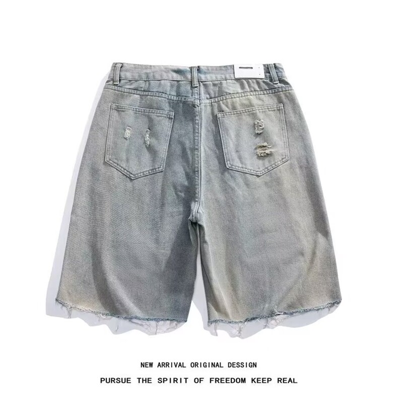 美式高街做旧破洞牛仔短裤男夏季薄款宽松潮牌五分裤子32322-P45,男装牛仔裤,星座1008