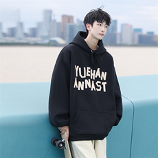 抖音供货、加绒360克现货字母印花连帽卫衣宽松D223A-WY2247-P50，男装卫衣，电商019-1