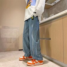 扎染牛仔裤子男潮流欧美高街宽松直筒裤阔腿老爹裤8071-P40绒52，男装牛仔裤，星座1008