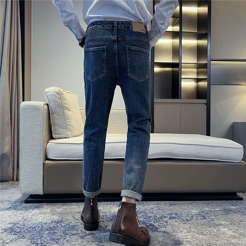 B230时尚青年百搭深蓝色修身小脚牛仔裤男长期备大货款6032P85,男装牛仔裤,电商B230