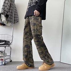 迷彩色男港风潮流工装大口袋个性2024春季新款ins长裤K4895-P53，男装休闲裤，星座412-3