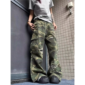 美式hiphop迷彩裤男高街潮牌痞帅宽松微喇休闲工装裤 KX421图片