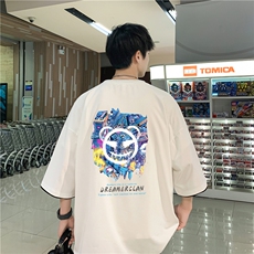 xZ116-T130-p30-M-5XL撞色男潮牌美式情t恤男夏季印花，男装T恤，星座116