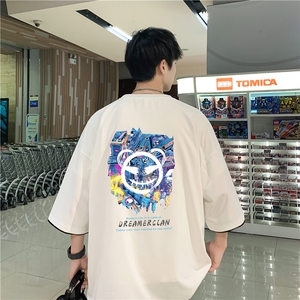 xZ116-T130-p30- M-5XL撞色男潮牌美式情t恤男夏季印花图片