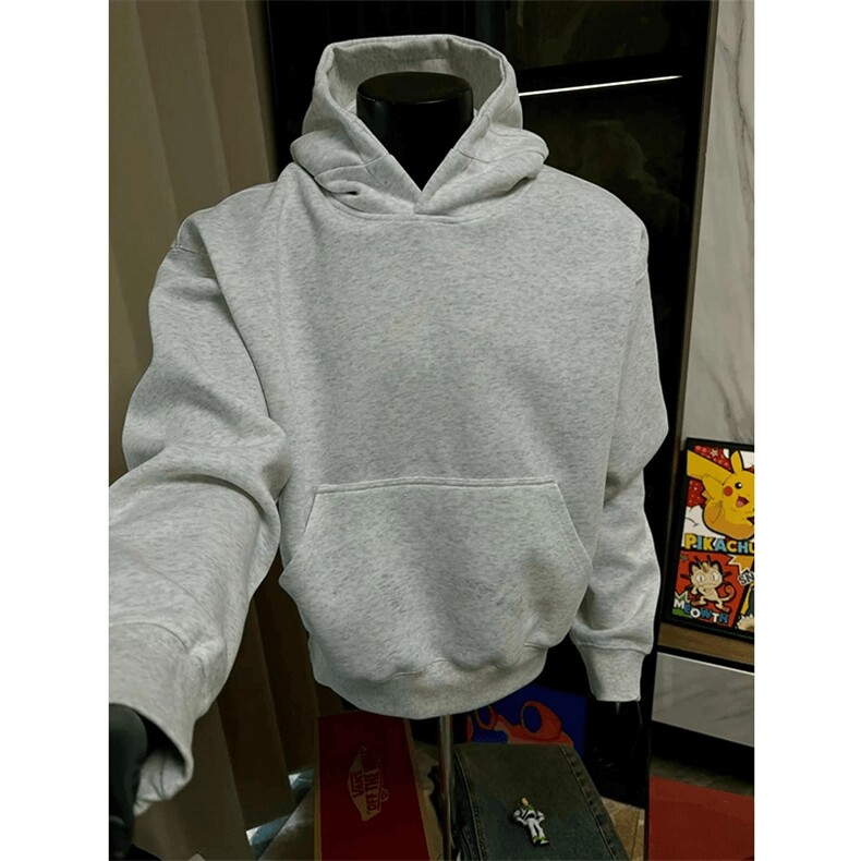 抖音得物高品质二开26春装美式高街重磅短款结构廓形连帽卫衣W75,男装卫衣,电商A486-1