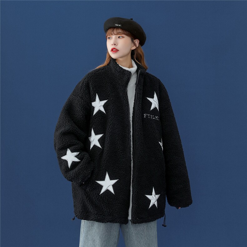 1中性羊羔毛加棉加厚棉衣男潮反光星夹克外套男YG7516P125控158，女装棉衣/棉服，星座226-2
