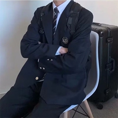 DXZ32-P65日常春秋套装宽松班服西服送徽章男休闲西服-网图现货，男装西服，星座603-2