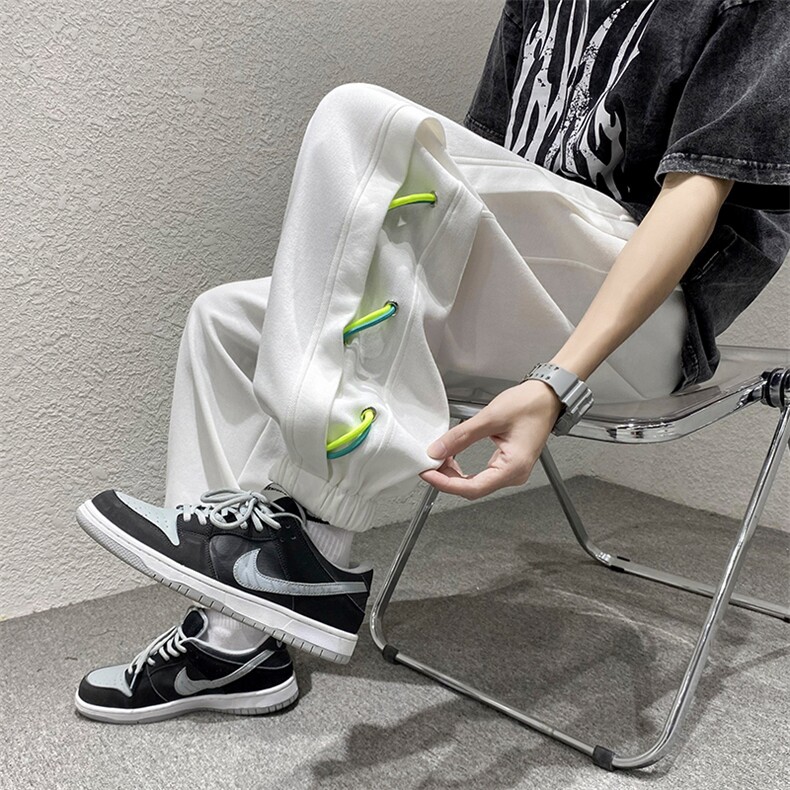 港风棉质品质高街设计潮牌宽松阔腿男裤DK7864-P78-控98,男装休闲裤,星座717