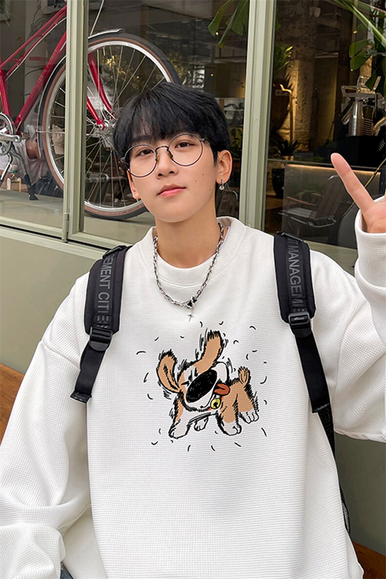 华夫格！华夫格上衣男圆领华夫格卫衣男大码长袖t恤男HY229-特P23,男装T恤,电商B367