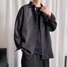 长袖衬衫男港风日系韩版潮流帅气衬衣条纹S07P34，男装衬衫，星座1116-2
