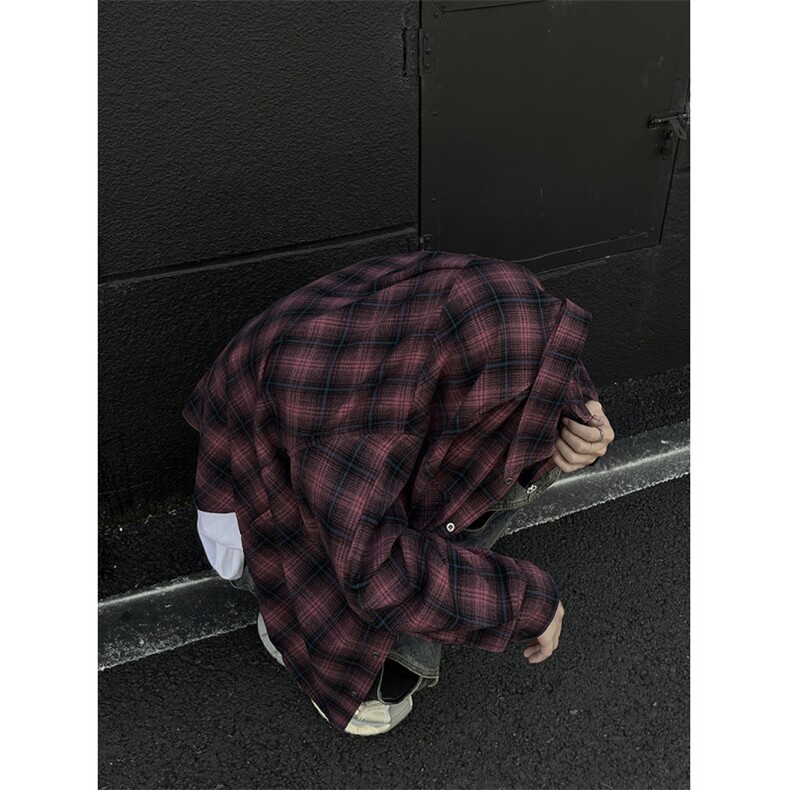 618B-1-DY10-美式复古渐变条纹衬衣男女慵懒风宽松衬衫潮P58控79,男装衬衫,星座618B-1