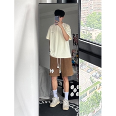 港风纯棉320G重磅水洗做旧发泡印花短裤A014-DY2331-P45控58，男装牛仔裤，电商A014