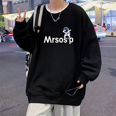 W369P35加绒45圆领卫衣秋冬长袖套头打底衫宽松美式高街无帽外套，男装T恤，星座304A