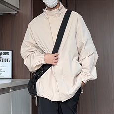 JK5002/P65秋装新款个性简约纯色立领夹克男潮流飞行员上衣外套，男装夹克，电商A141