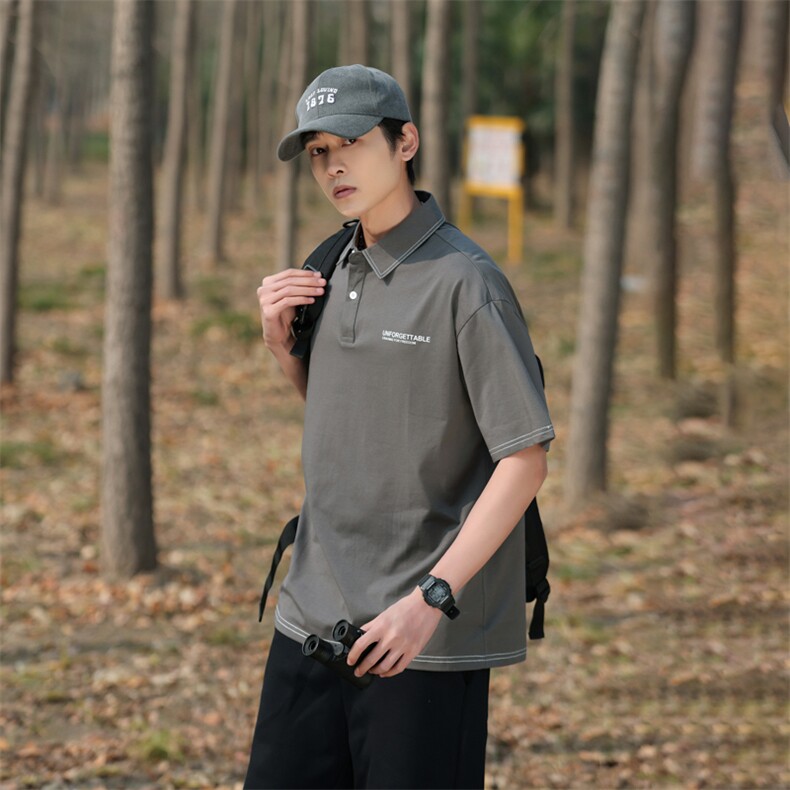 美式夏季新款Polo衫男士半袖日系潮牌男装宽松短袖t恤PL138-P45,男装Polo衫,星座1109-1