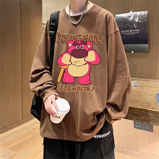 直播品质秋冬重磅潮牌嘻哈美式印花纯棉长袖T恤打底衫CT388特P28，男装T恤，电商A486