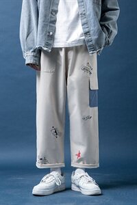 910A-A133秋装新款休闲裤情侣潮流嘻哈九分裤男图片