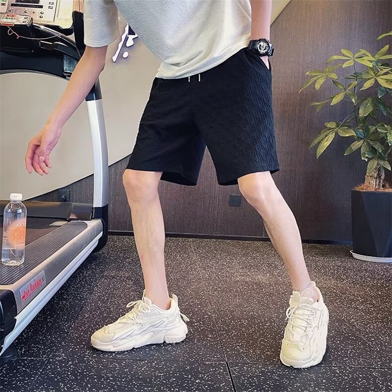白色裤子夏天男款短裤潮牌冰丝薄款五分裤男士运动外穿5分沙滩裤,男装休闲裤,电商B212（原钱塘6029）