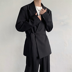 腰部系带西装外套男高级感黑色休闲西服2305-P105，男装西服套装，星座512-1（原513-3）