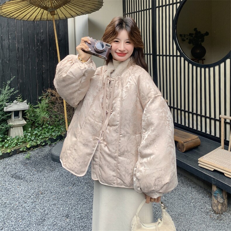 新中式国风提花羽绒服女2025冬季新款小个子洋气加厚90白鸭绒外套,女装羽绒服,2C032