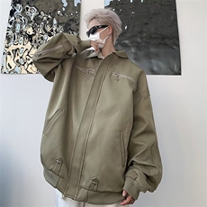 美式复古多拉链工装风夹克男春秋季ins潮牌高街宽松外套W5608-P69，男装夹克，星座412-3