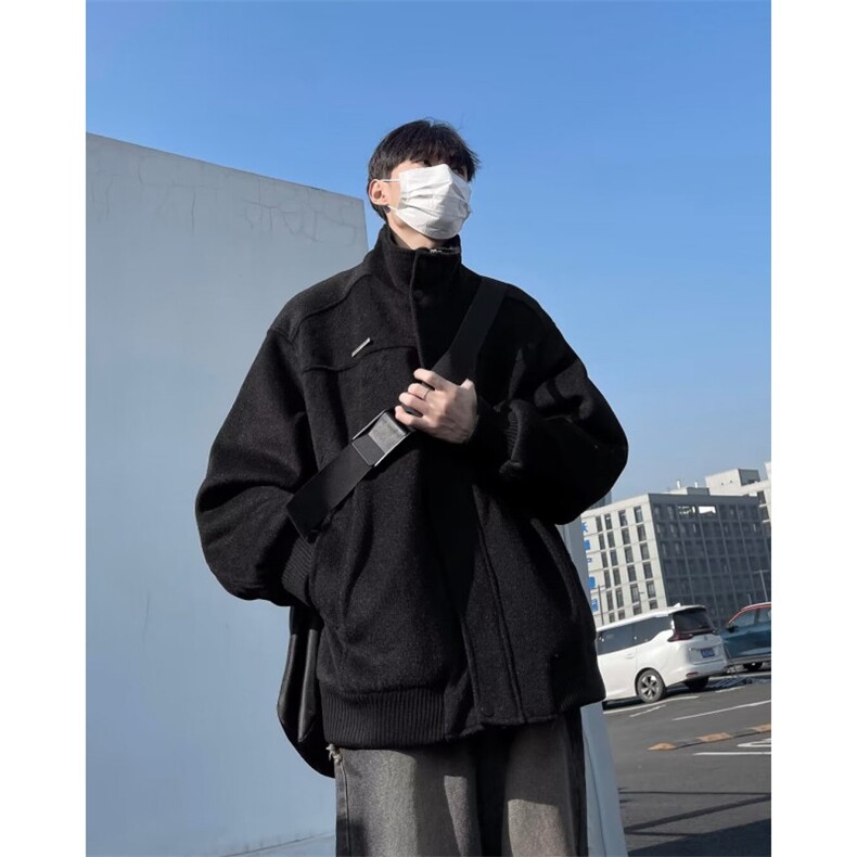 秋冬季美式复古麂皮绒外套男女宽松休闲百搭设计感棉衣外套W9296,男装棉衣,星座506