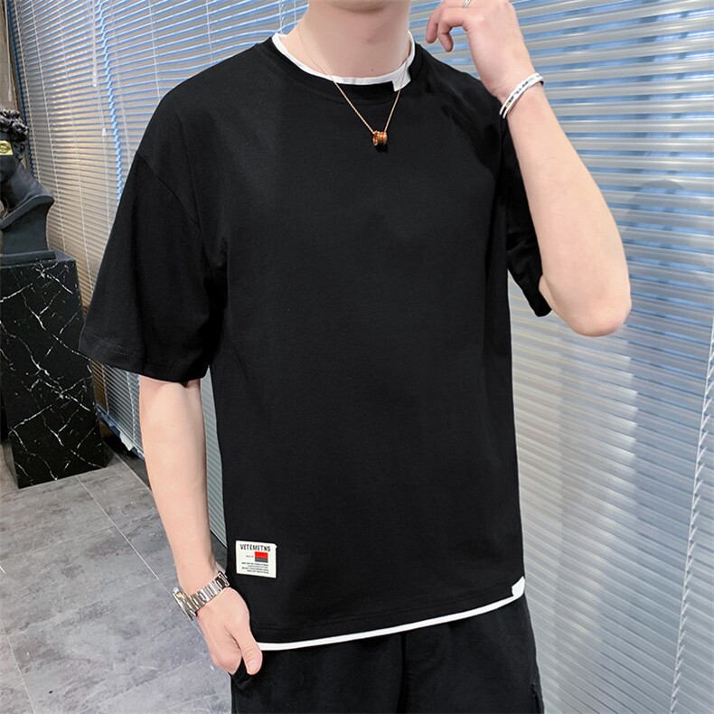 夏男短袖20新款休闲五分袖简约多色宽松圆领T恤A222-T201,男装T恤,星座302B-1