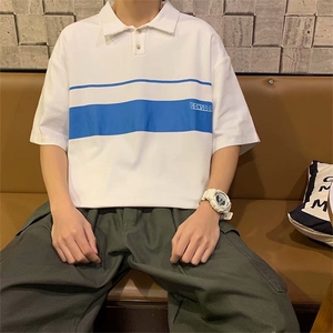 夏季港风Polo衫t恤男翻领ins潮原宿风bf半袖体恤衫上衣 T677-P28图片
