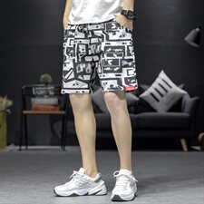 M-8XL男大码冰丝弹力5分裤短裤5032-1_6806(M-5XLP306XL-8XLP35)，男装休闲裤，星座1516-1