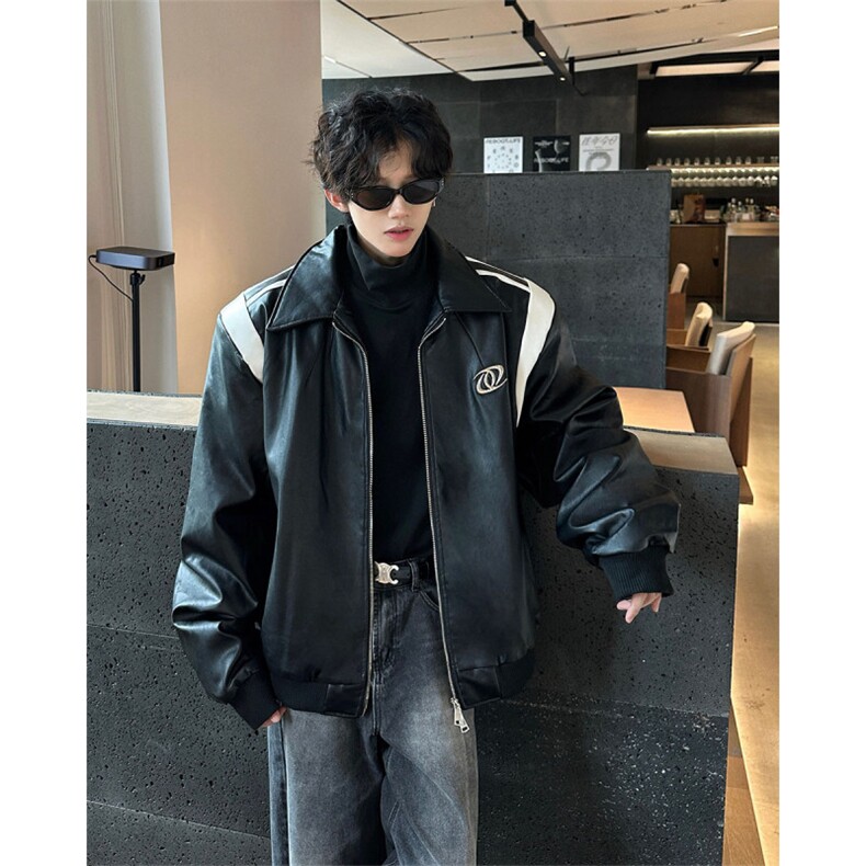 冬季宽松设计感拼接皮棉衣潮休闲加厚外套XZ811A-MF160-P125,男装棉衣,星座811A