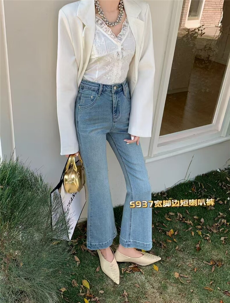 春秋时尚短喇叭裤，显瘦显高女日常,女装牛仔裤,宸诺服饰